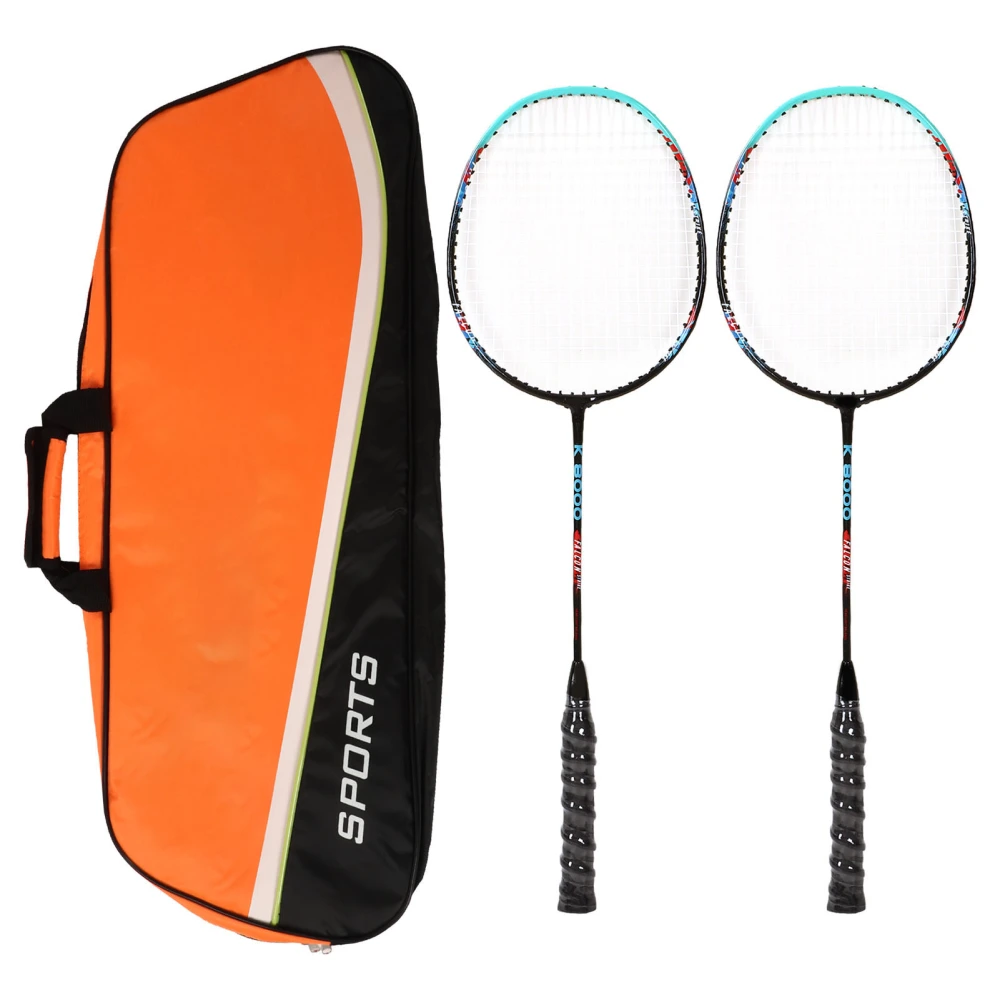 2PCS Badminton Rackets Iron Alloy Frame Integrated Shuttlecock Racquets for Outdoor Sports