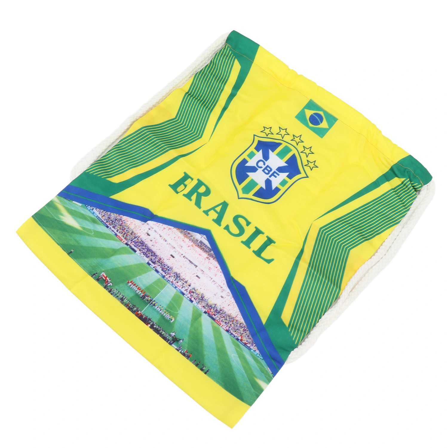 Soccer Drawstring Bag Cloth Folding Waterproof Soccer Storage Pocket for World Cup Memorial Ceremony Brazil