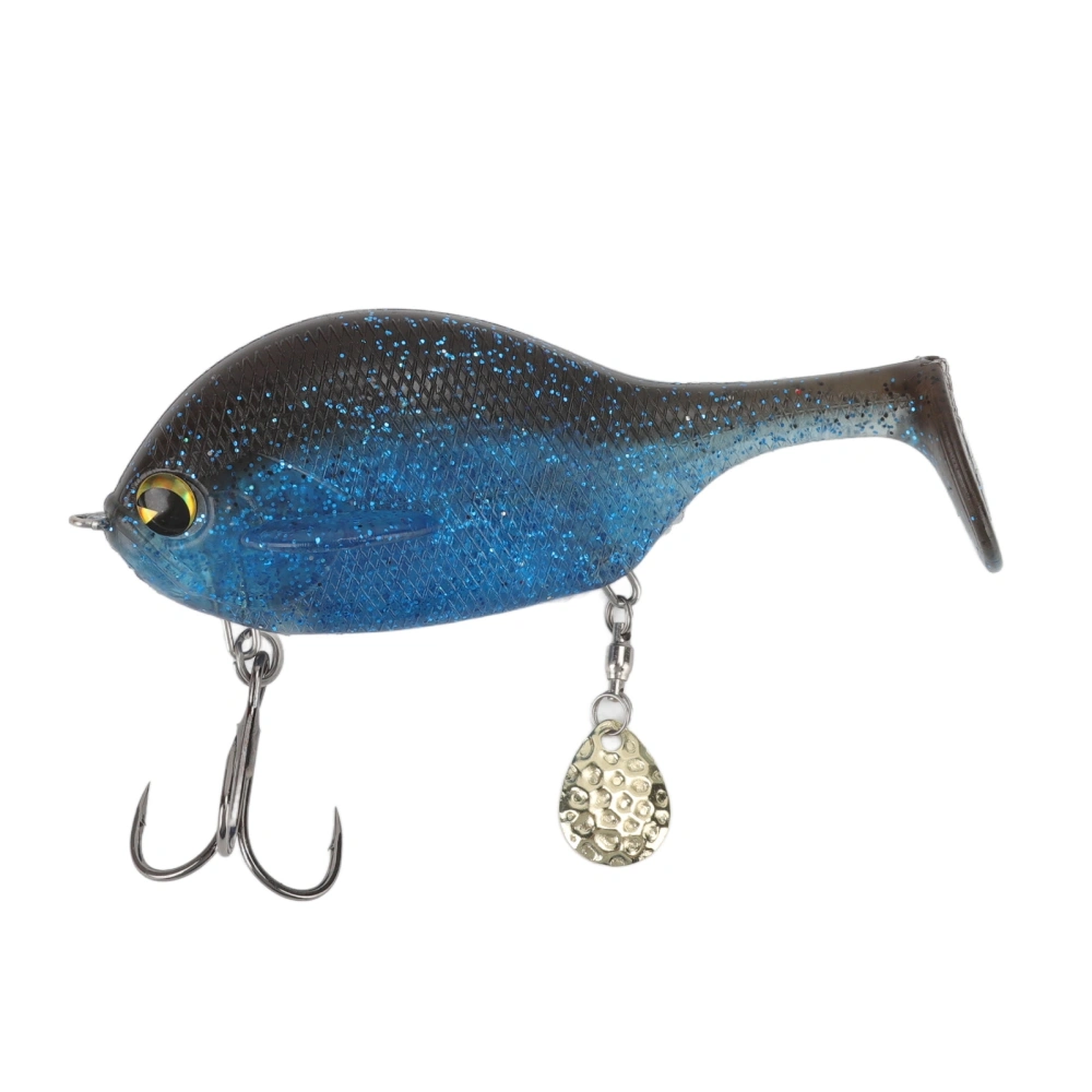 Lure Soft Bait PVC Flexible Vivid Motion Soft Bait with Sequin for Sea Water Rivers Blue Black