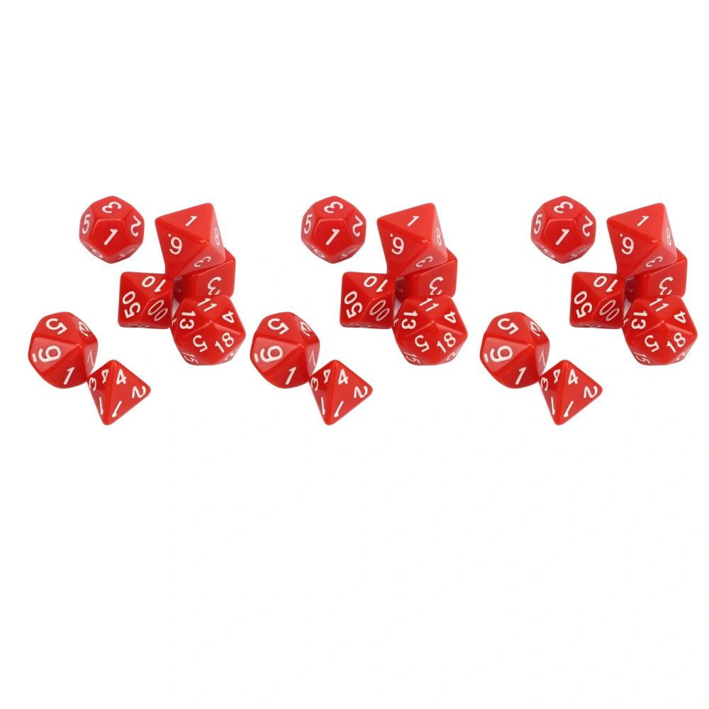 21Pcs Multi Sided Dice Set Waterproof Safe Practical Puzzle Tabletop Game Polyhedral Dice Kit Red