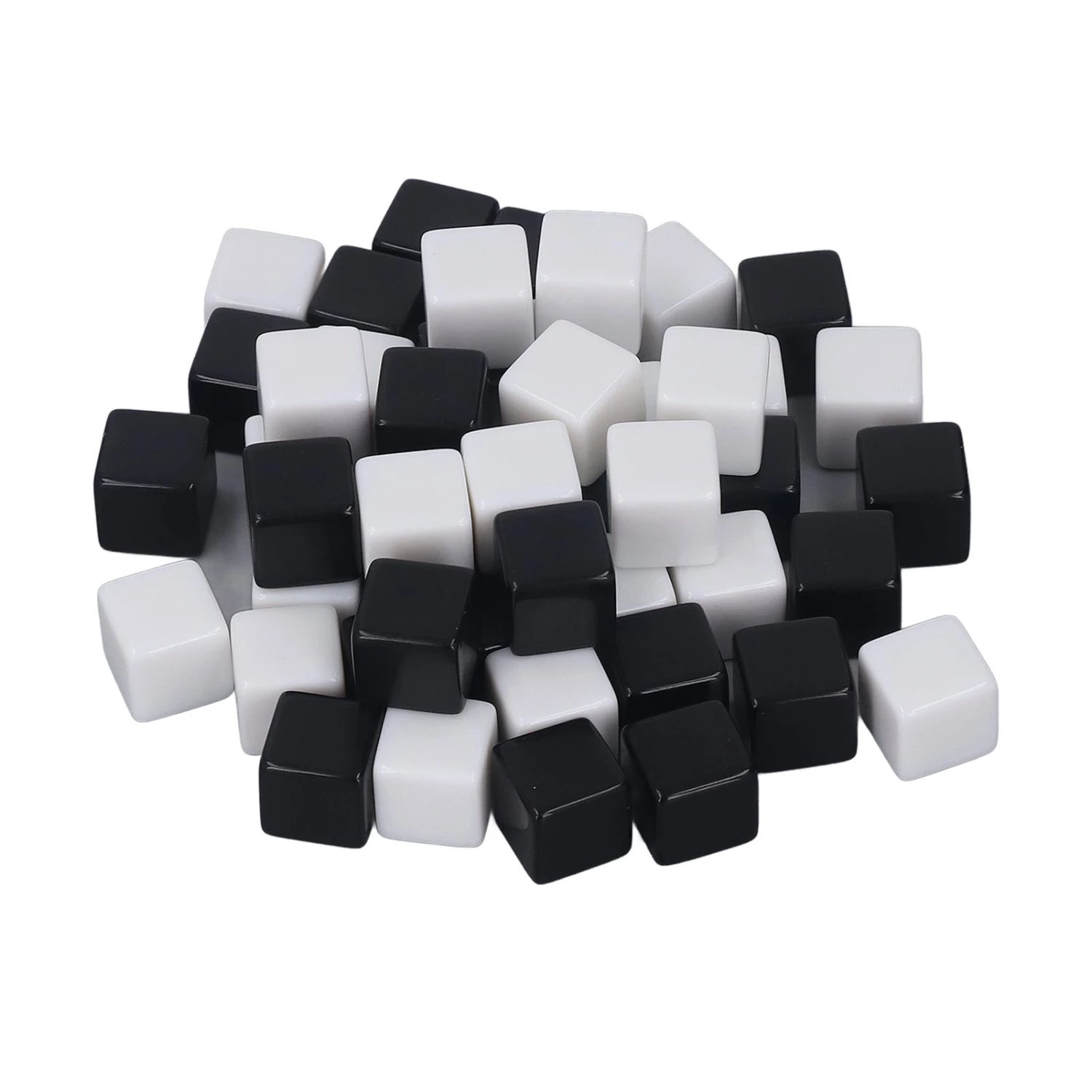 50Pcs Square Smooth Dice Small Write On Wipe Off Dice for Board Games Digital Teaching Half Black and Half White