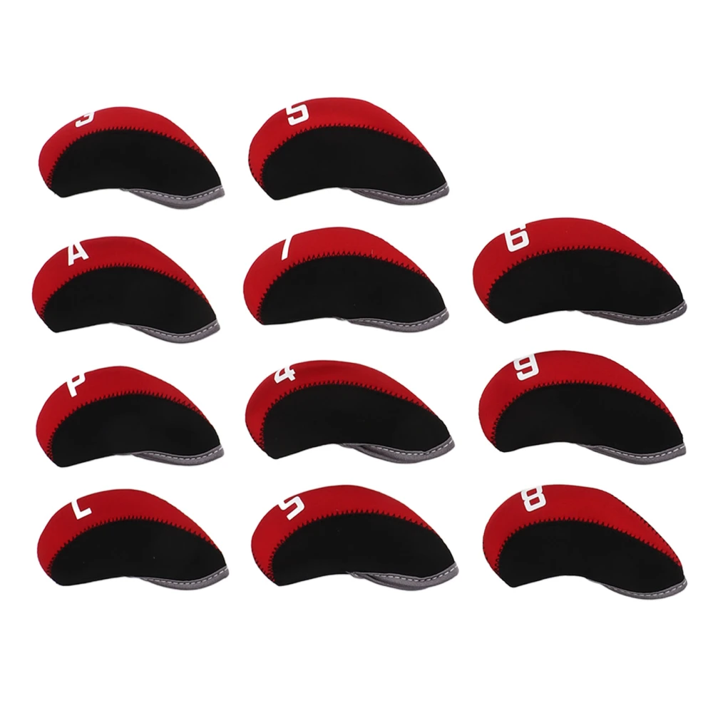 11PCS Golf Club Headcover Set Neoprene Numbered Golf Club Head Protector for Outdoor Red