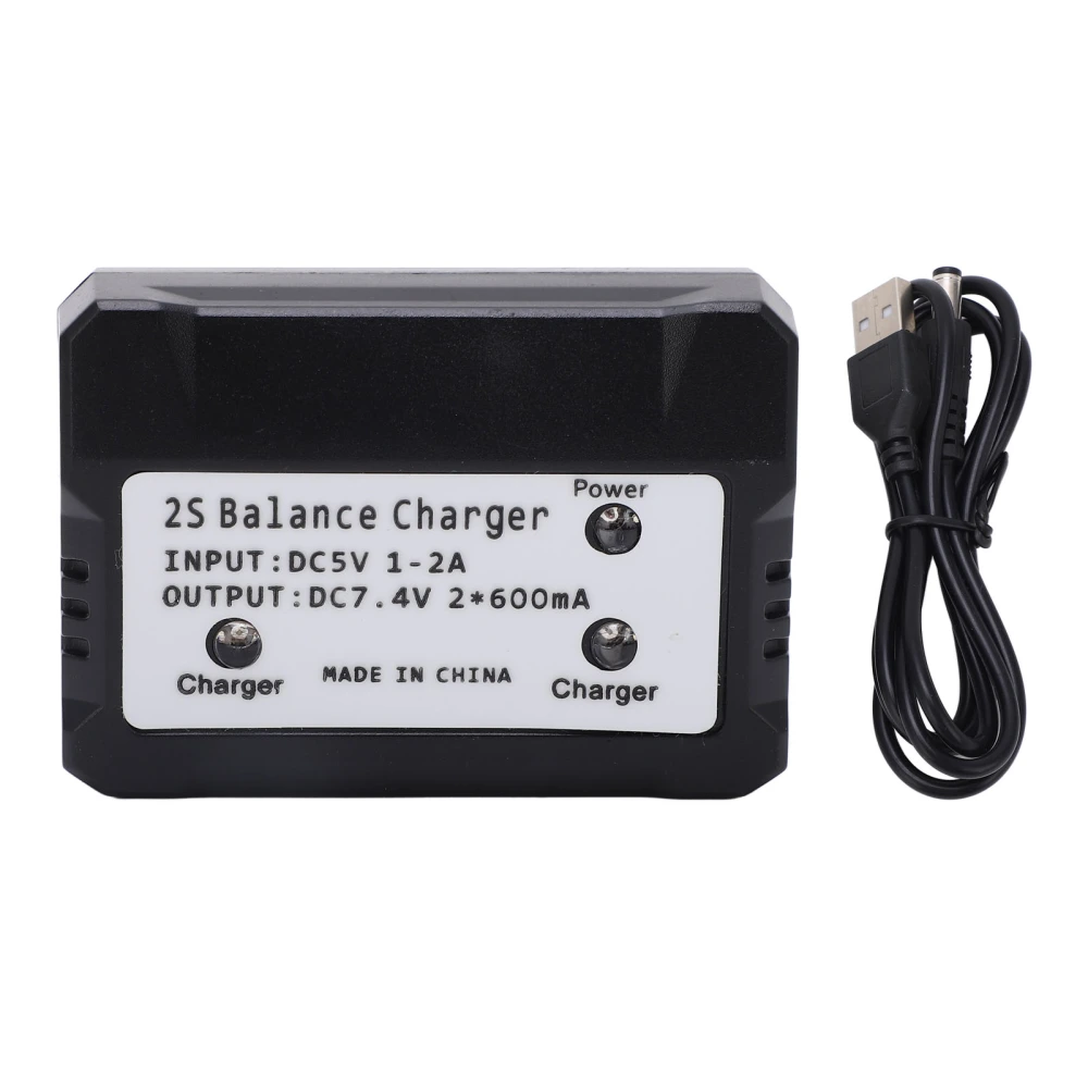 2S Balance Charger 7.4V LiPo Battery Charger for Wltoys RC Car Boat Plane Toy Black