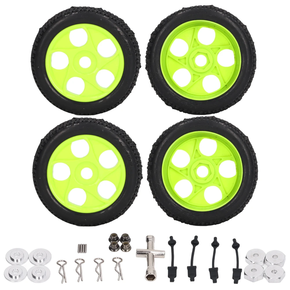 4pcs RC Wheels and Tires for TRAXXAS SLASH 1/10 Short Course Truck 5 Hole RC Tyres Replacement Kit Black Green