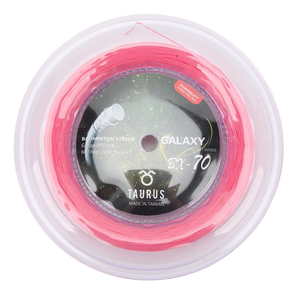 POWERTI BX70 Badminton Rackets String High Elastic Nylon Badminton Racquet String 0.7mm Badminton String 200m Reel Pink