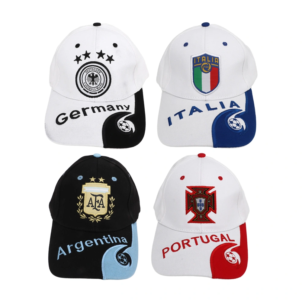 4Pcs World Cup Hat Embroidered Italy Argentina Germany Portugal Hat Sunshade Peaked Cap