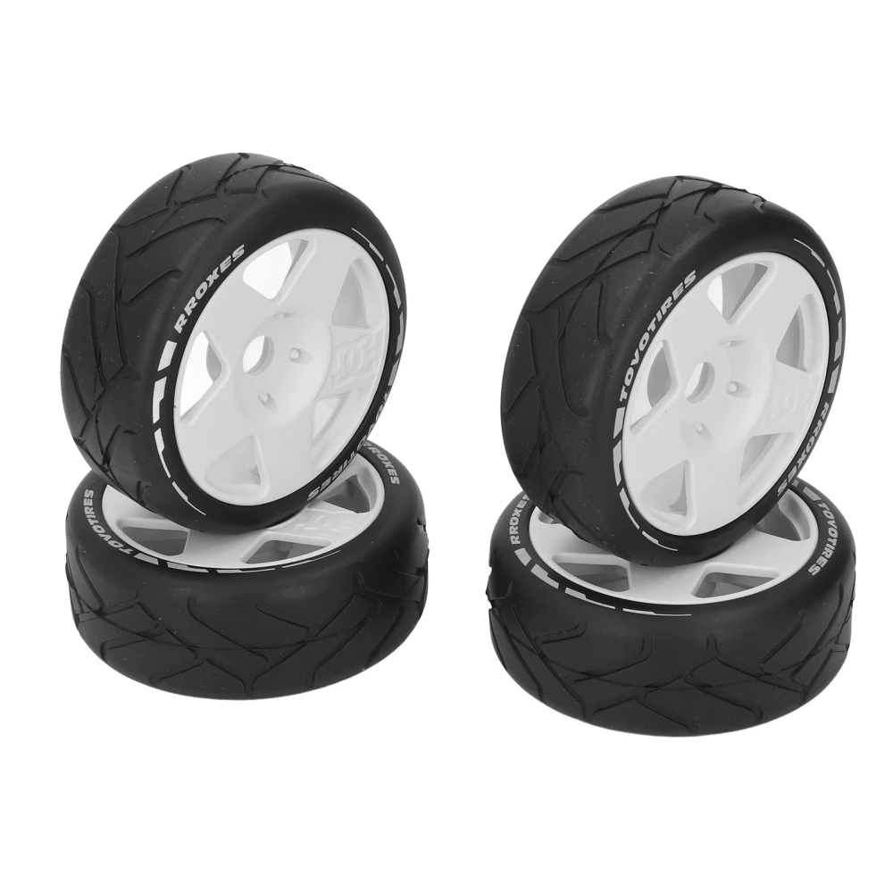 4 PCS 1/8 GT RC Wheels Strong Grip Road Racing Tires Wear Resistant On Road Wheels with 17mm Adapter White