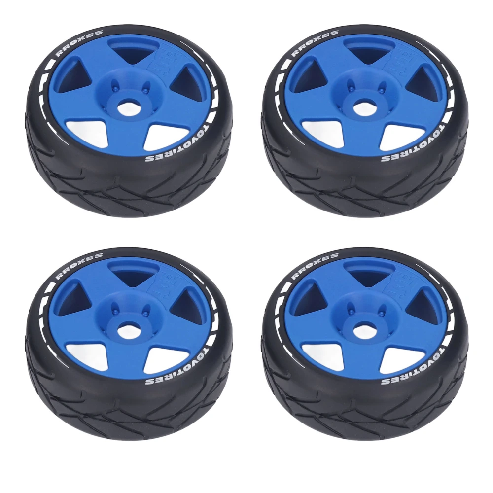 4 PCS 1/8 GT RC Wheels Strong Grip Road Racing Tires Wear Resistant On Road Wheels with 17mm Adapter Blue