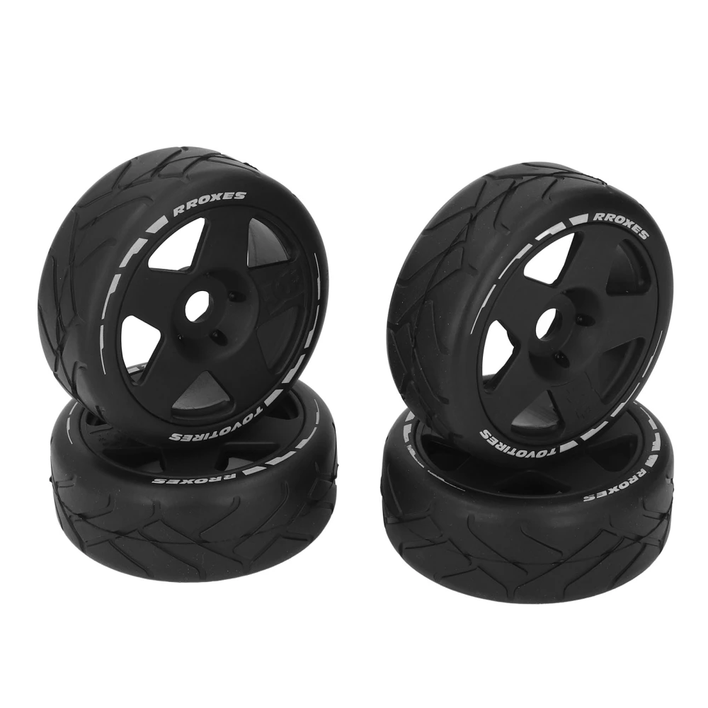 4 PCS 1/8 GT RC Wheels Strong Grip Road Racing Tires Wear Resistant On Road Wheels with 17mm Adapter Black