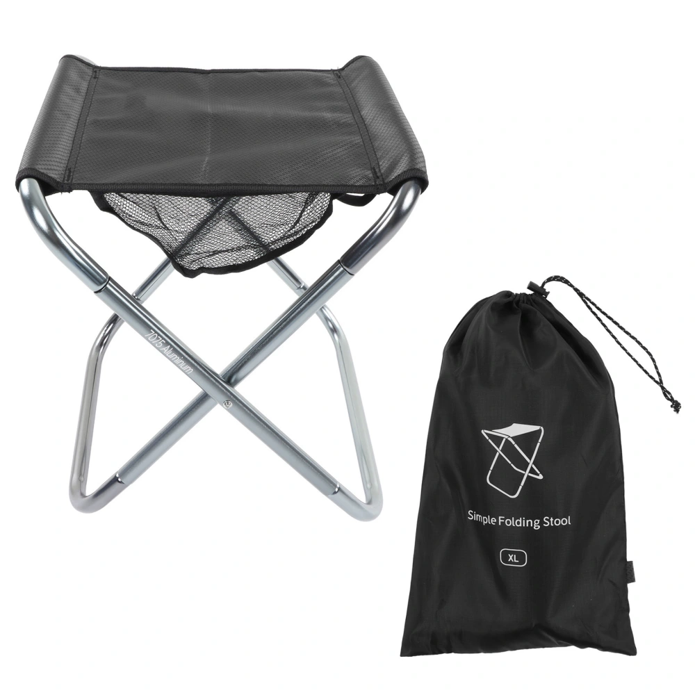 Outdoor Portable Folding Stool Aluminium Alloy Train Painting Camping Folding Stool Plus Size Silver Grey