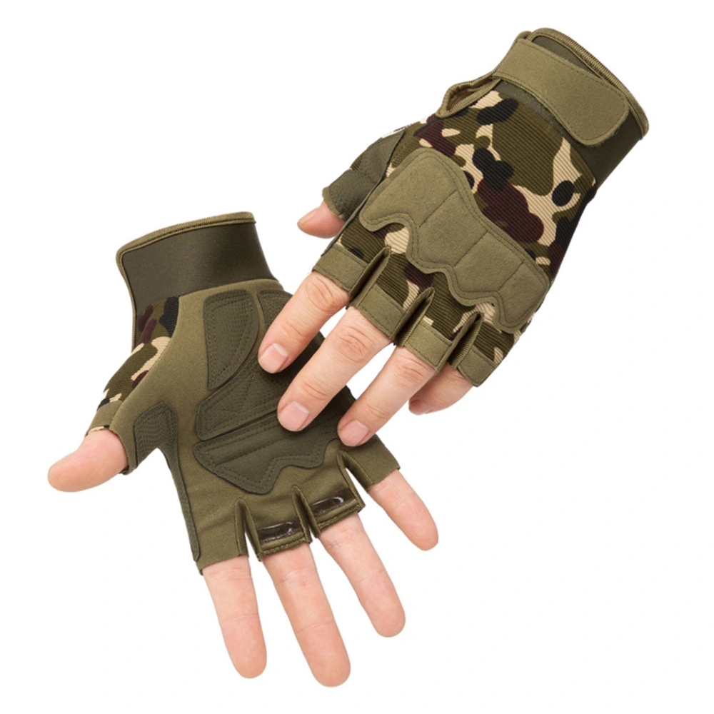 2 PCS Parachutist Protective Gloves Camouflage Half Finger Gloves Outdoor Motorcycle Cycling Gloves L 19‑20cm/7.5‑7.9in