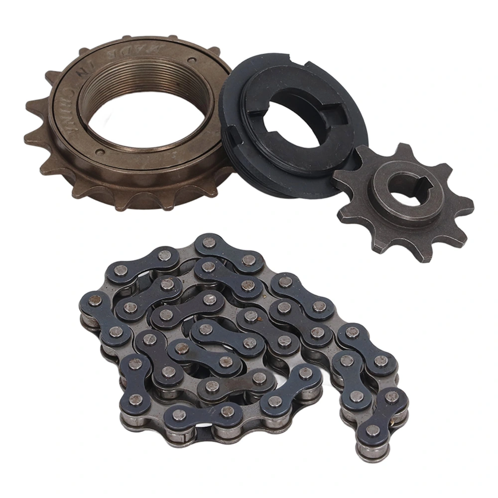 Metal Steel 410 16 Tooth Freewheel 38 Link Chain 9 Tooth Sprocket Set for Bike Bicycle