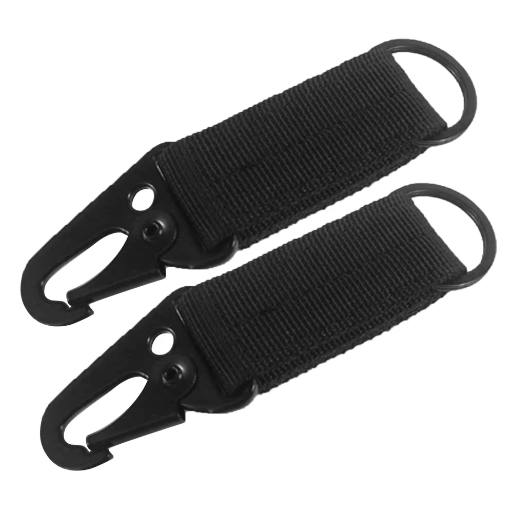 Nylon Webbing Keychain Outdoor Belt Buckle Multi Functional Mountaineering Clasp Hiking Backpack Key Ring Holder Black