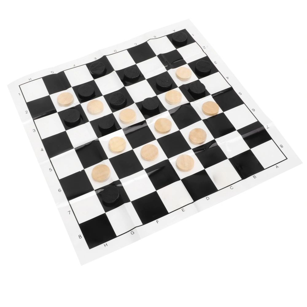 Wooden International Checkers Board Game Checkers Pieces Film Chessboard Transparent Plastic Box Set