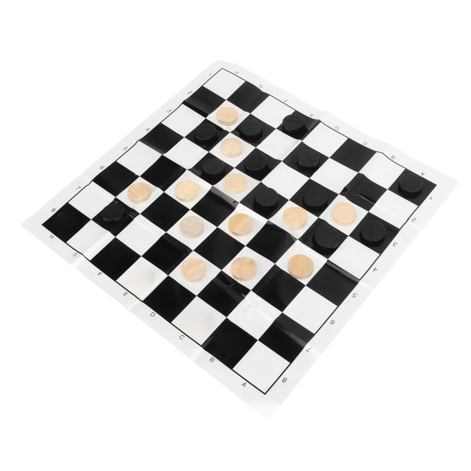 Wooden International Checkers Board Game Checkers Pieces Film Chessboard Transparent Plastic Box Set