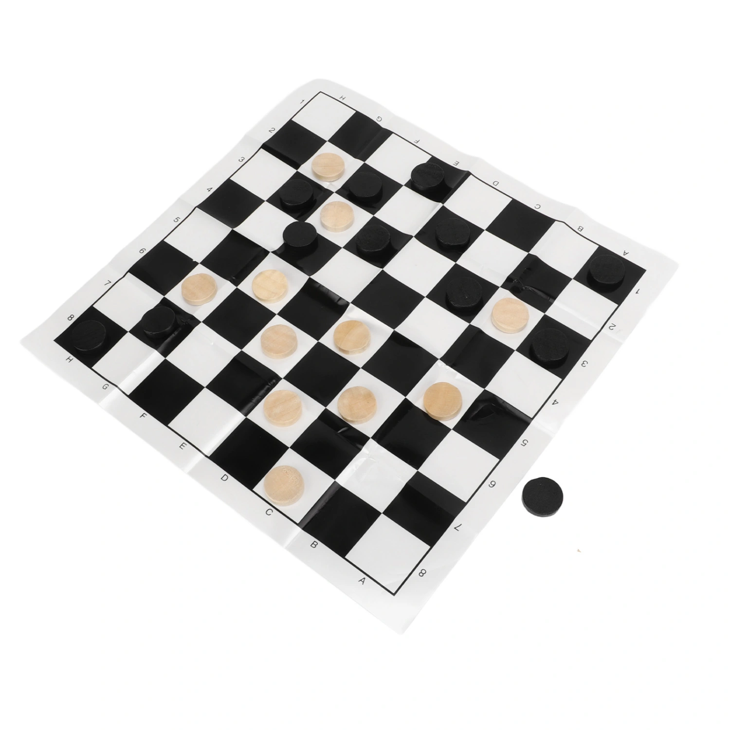 Wooden International Checkers Board Game Checkers Pieces Film Chessboard Transparent Plastic Box Set