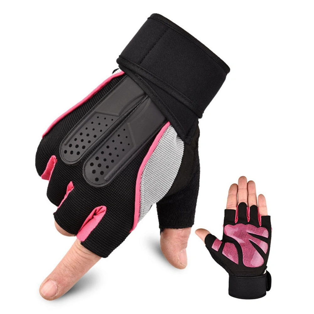 BuyWeek Half Finger Cycling Gloves Breathable Wrist Support Women Men Fingerless Bike Gloves for Outdoor Fitness Riding Pink Snail Half Finger Pink L