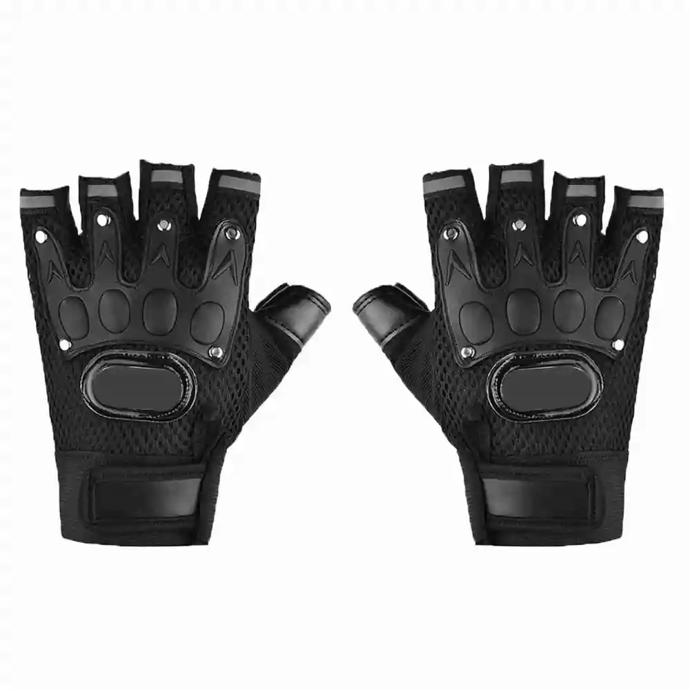 2Pcs Half Finger Driving Gloves Mesh Fabric Hand Joint Protection Hook and Loop Fastener Motorcycle Gloves