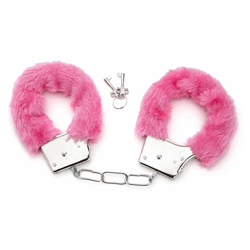 Military Handcuffs Metal and Plush Multifunction Adult Hand Cuffs for Couples Roleplay Outdoor Pink