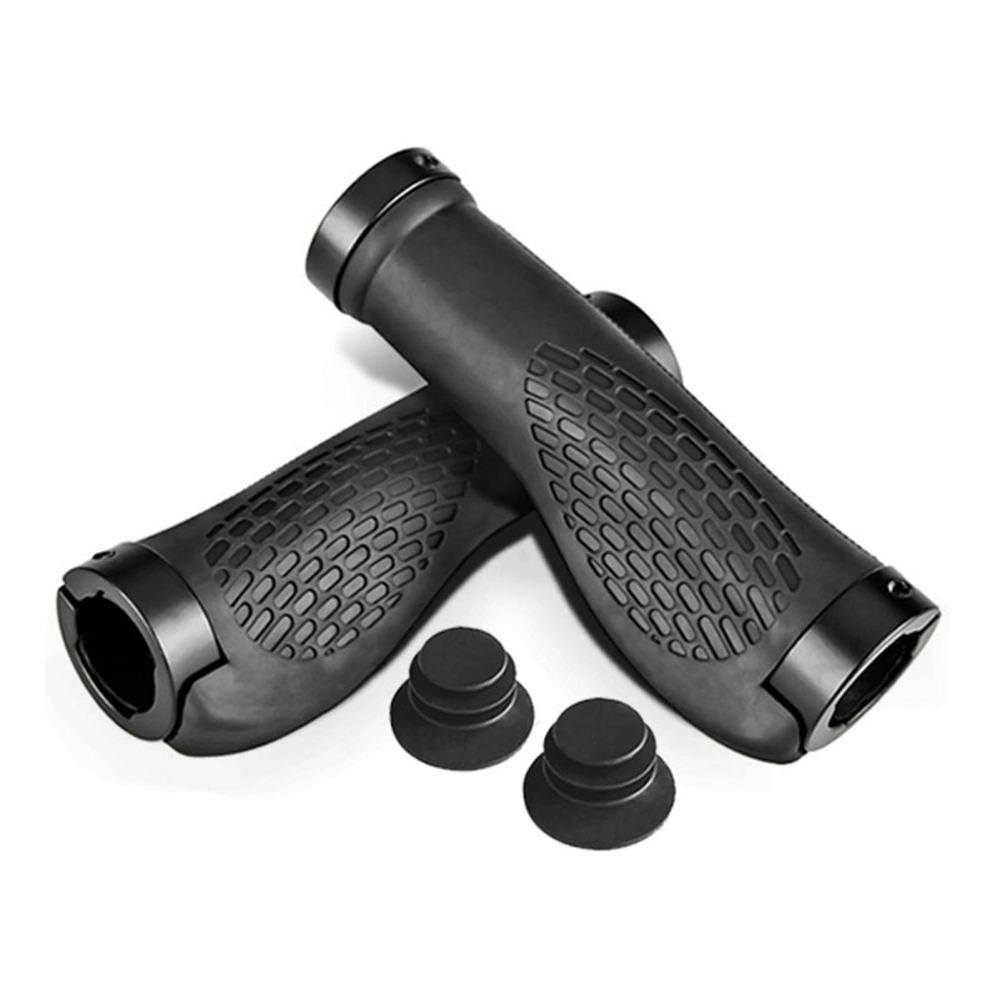 BuyWeek Bike Handlebar Grips Aluminium Alloy and Rubber Anti Skid Bicycle Handles for Cycling Replacement Black