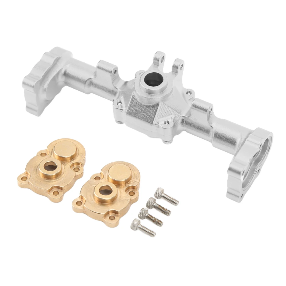 CNC Rear Axle Housing for FMS for FCX24 1/24 RC Car Heightening Widens Rear Axle Housing with Brass Gear Cover Screw Silver