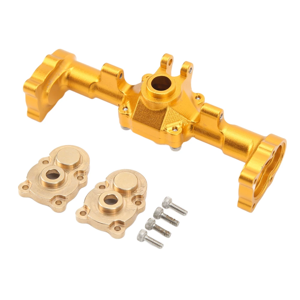 CNC Rear Axle Housing for FMS for FCX24 1/24 RC Car Heightening Widens Rear Axle Housing with Brass Gear Cover Screw Gold