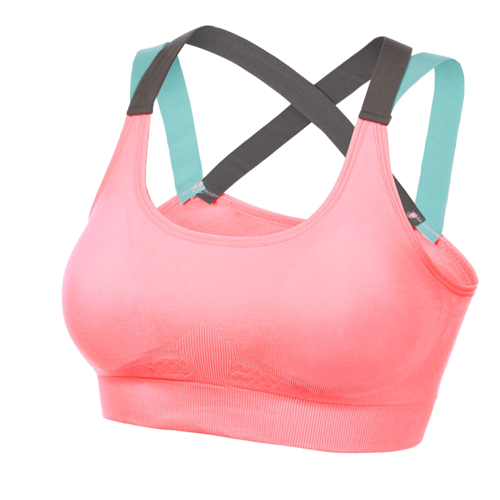 Women Running Fitness Yoga Seamless Bra Low Impact Back Sports Comfy Bra Vest for Exercise Pink S