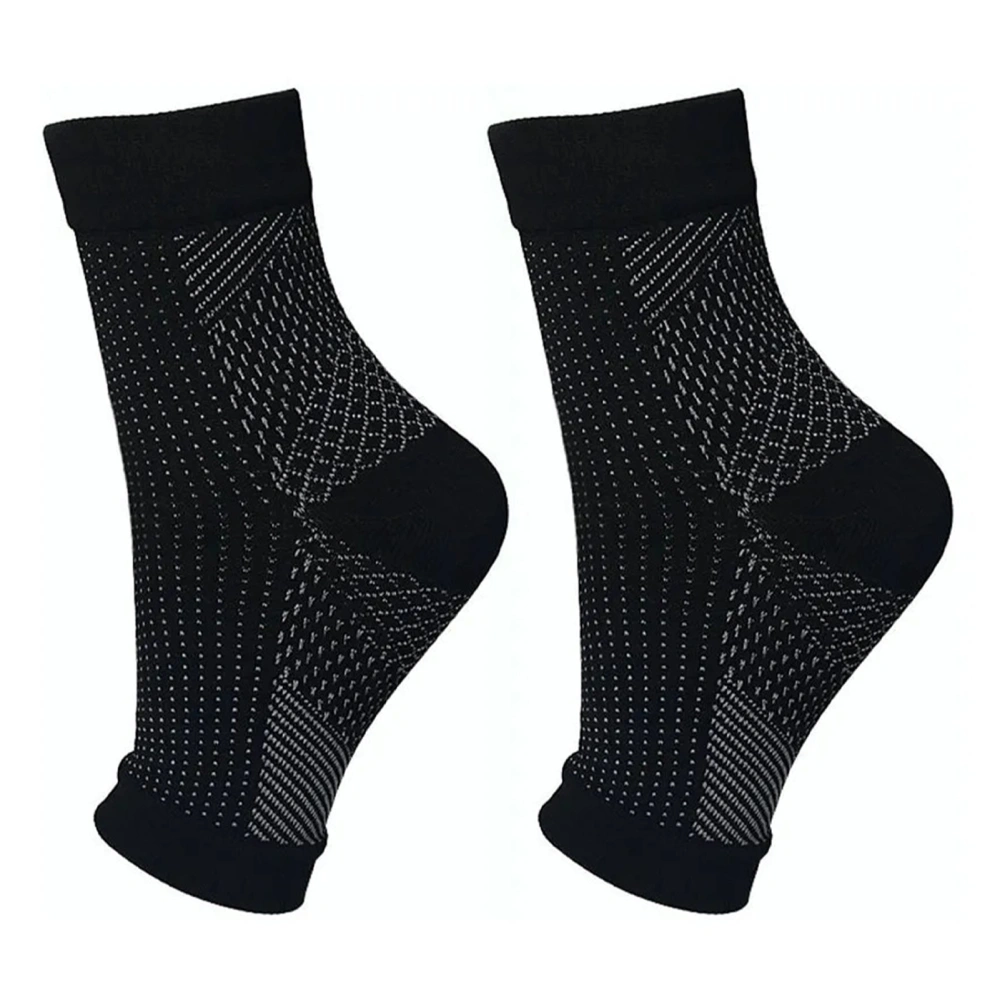 1Pair Ankle Protection Elastic Compression Sock Sleeve Cycling Running Ankle Support Brace Black S/M