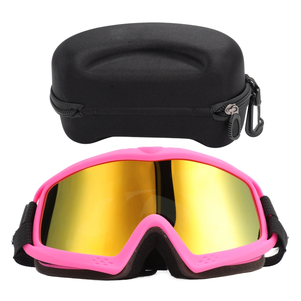 Dog Sunglasses Windproof Dustproof UV Protection Adjustable Pet Goggles for Skiing Cycling Travel Pink Frame Red Lens