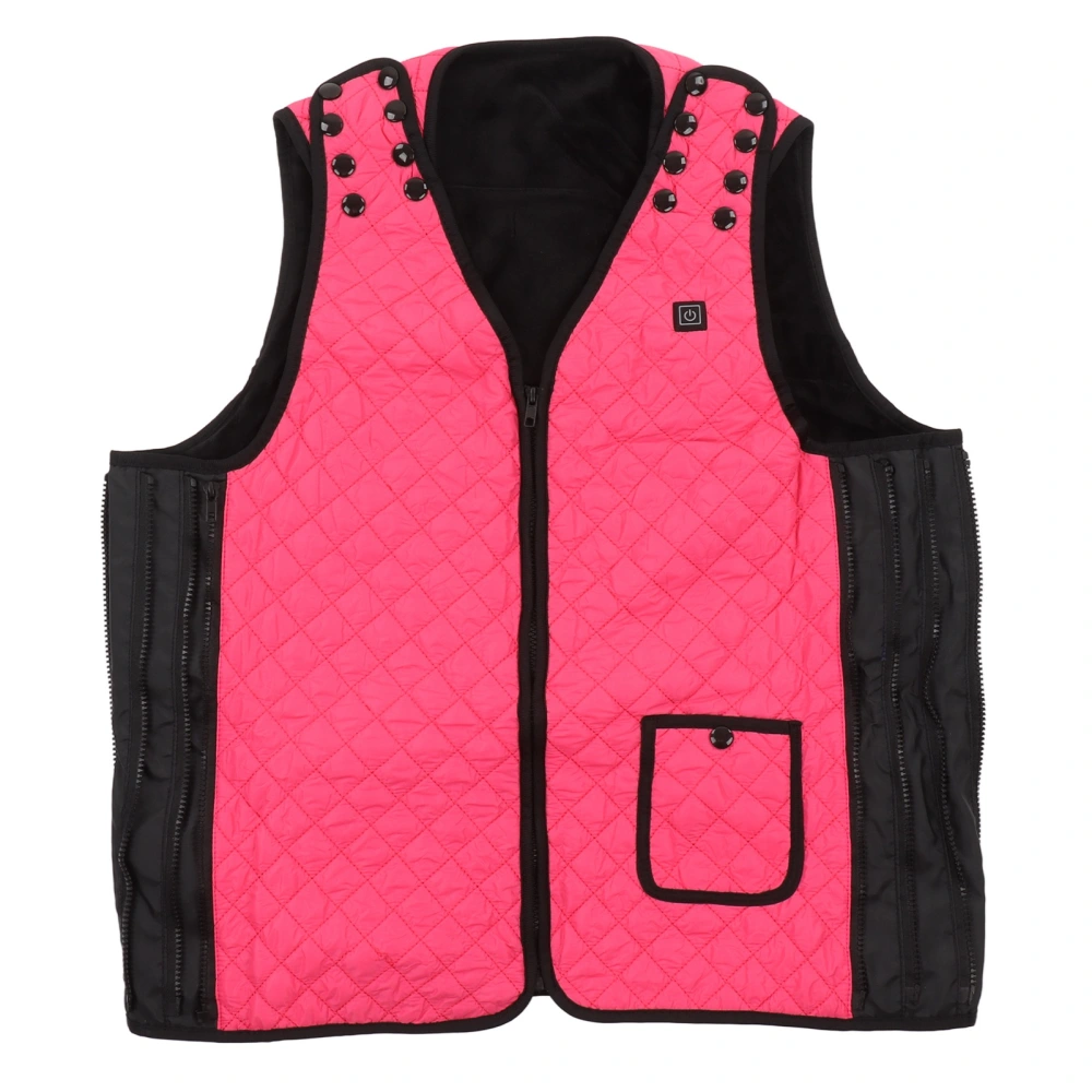 USB Heated Vest 3 Levels Washable Warm Lightweight Zipper Closure Electric Heating Vest for Skating Skiing Hiking Rose Red