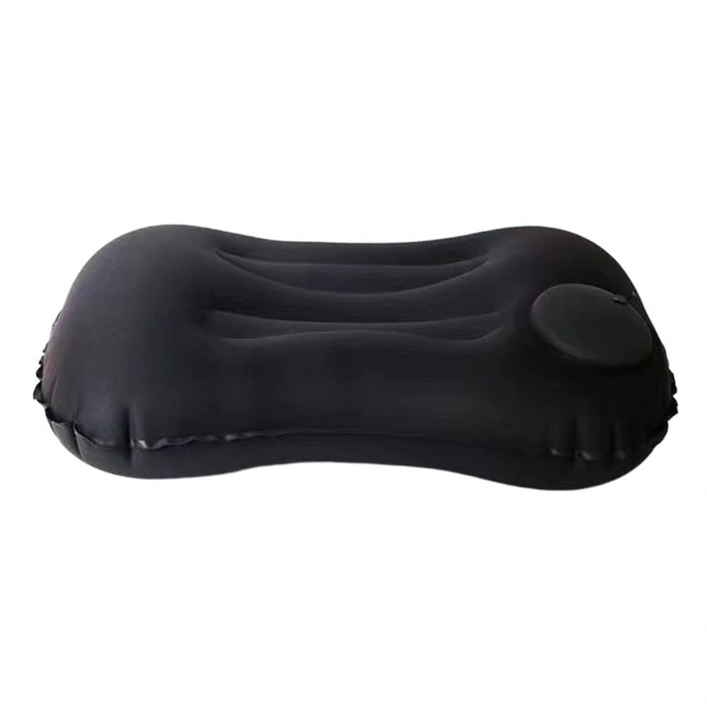 Inflatable Pillow Camping Travel Pillows Flocked Fabric Ultralight Press Automatic Inflation for Neck Lumbar Black