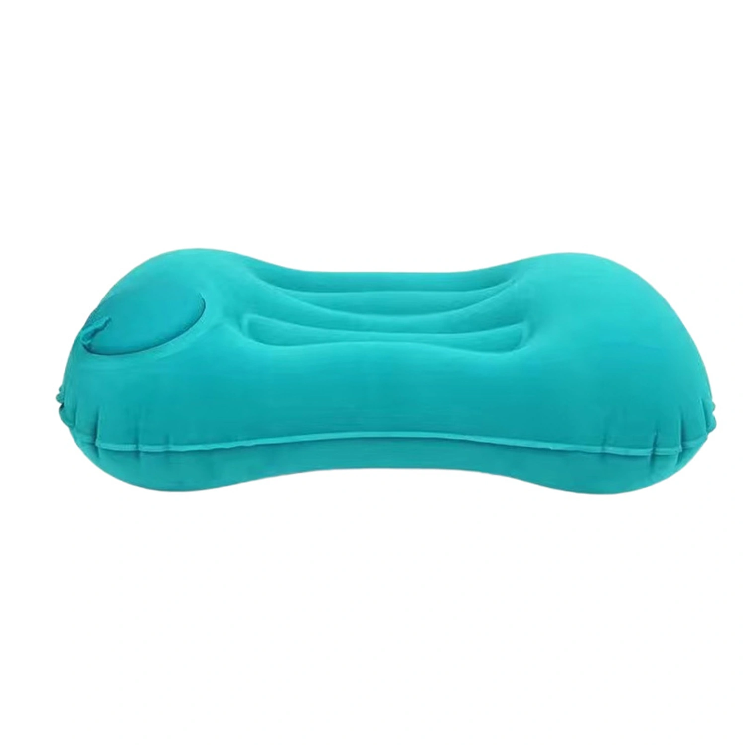 Inflatable Pillow Camping Travel Pillows Flocked Fabric Ultralight Press Automatic Inflation for Neck Lumbar Light Blue