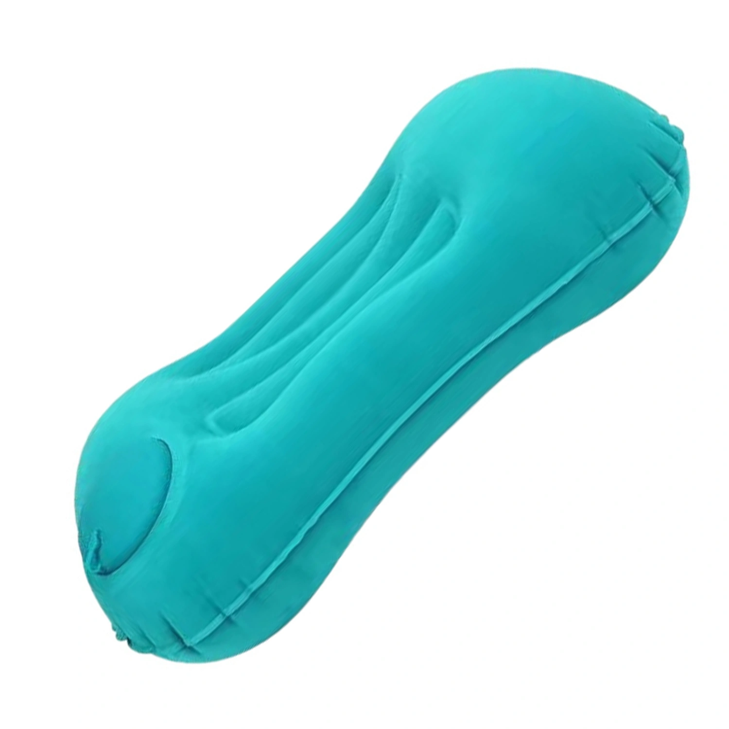 Inflatable Pillow Camping Travel Pillows Flocked Fabric Ultralight Press Automatic Inflation for Neck Lumbar Light Blue