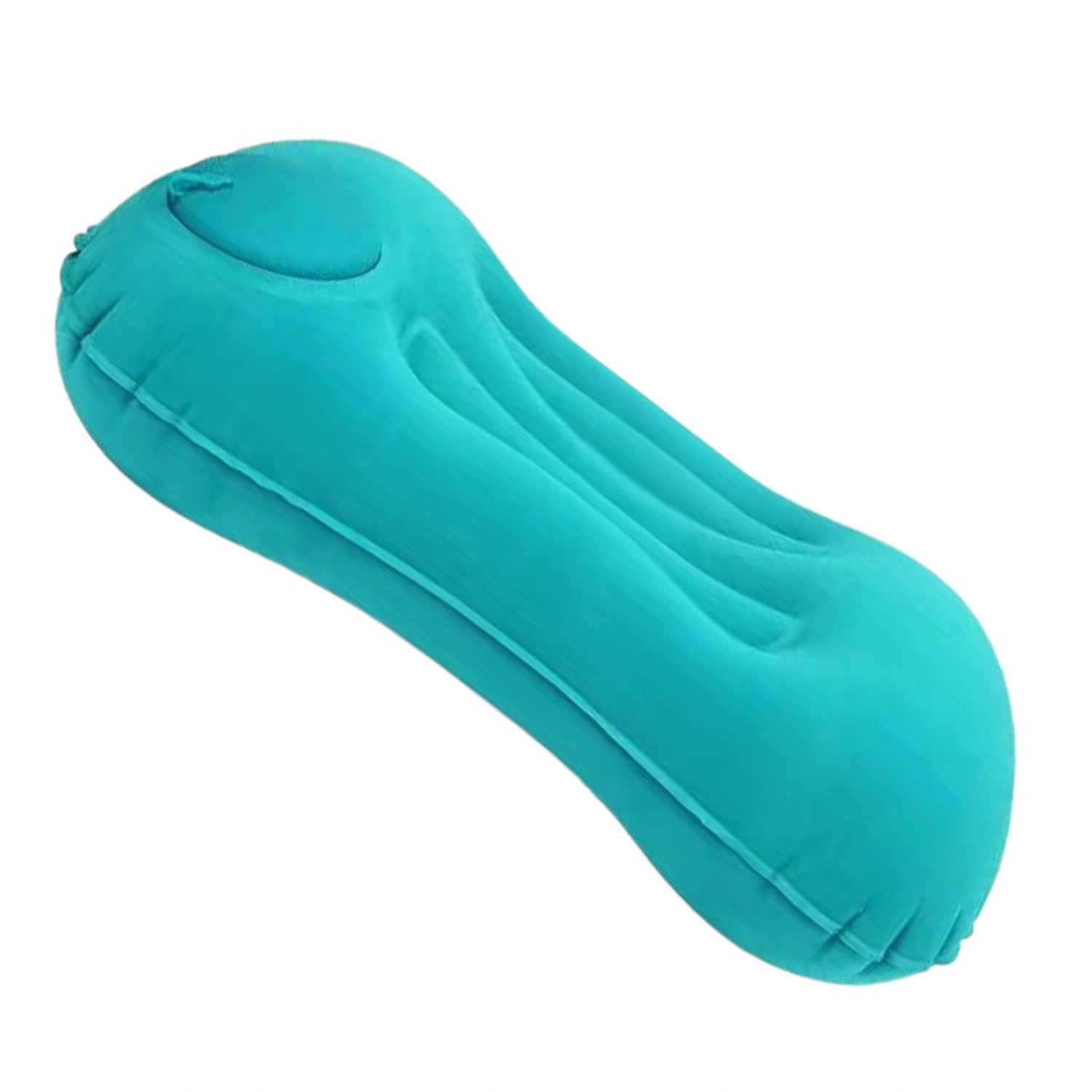 Inflatable Pillow Camping Travel Pillows Flocked Fabric Ultralight Press Automatic Inflation for Neck Lumbar Light Blue