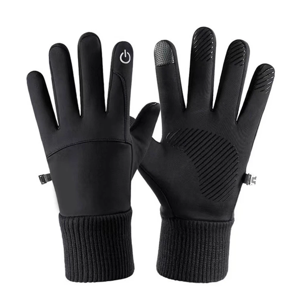 BuyWeek Cycling Warm Gloves Windproof Waterproof Cold Resistant Full Finger Gloves Touchscreen Outdoor Sports Motorcycle Gloves Black