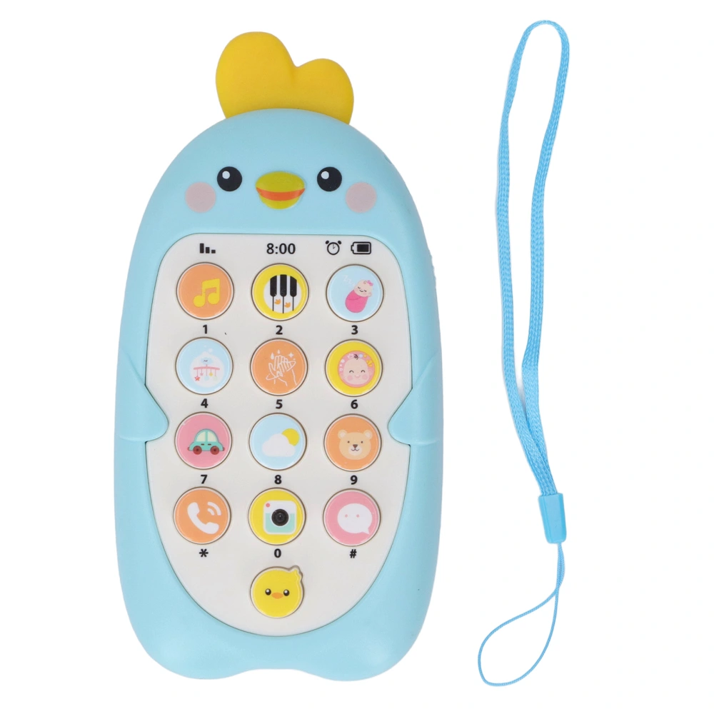 Toy Phone Cartoon Design Early Education Multifunctional Music Phone Toy with Lanyard for Baby