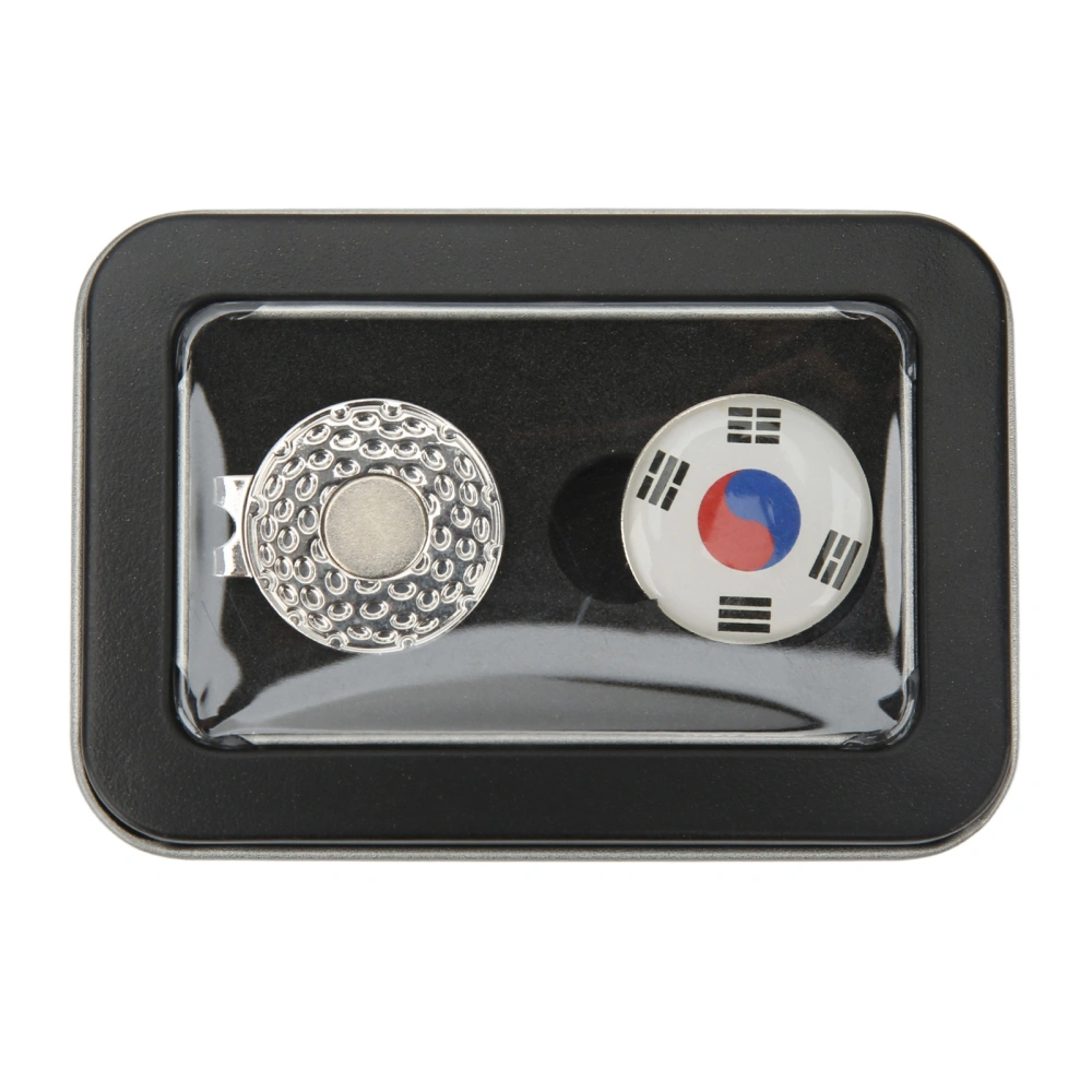 BuyWeek Golf Ball Marker Hat Clip National Flag Pattern Golf Clip Marker Accessories Gift Black