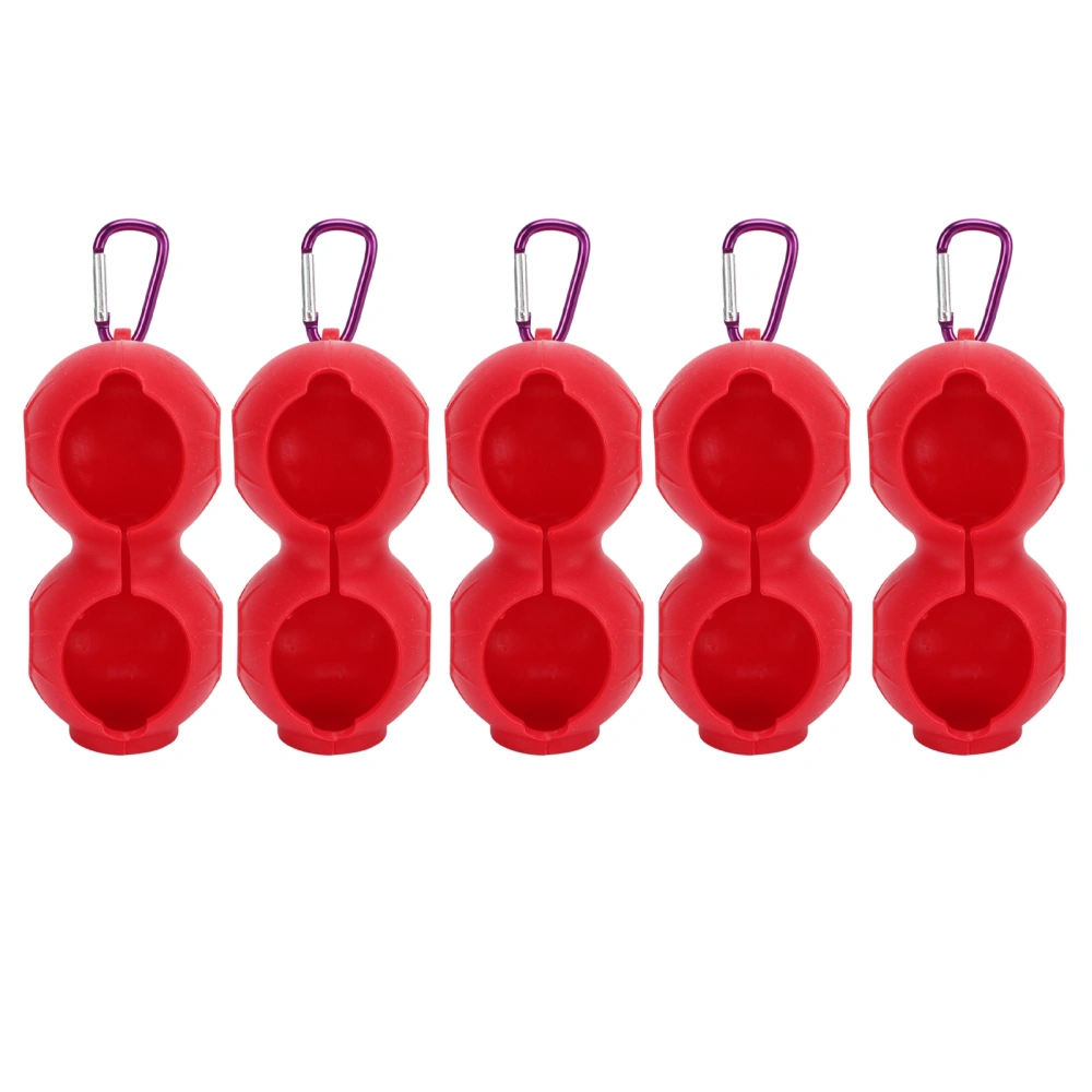 5Pcs Golf Ball Silicone Double Case Cover Portable Golf Ball Protective Holder Cover Red