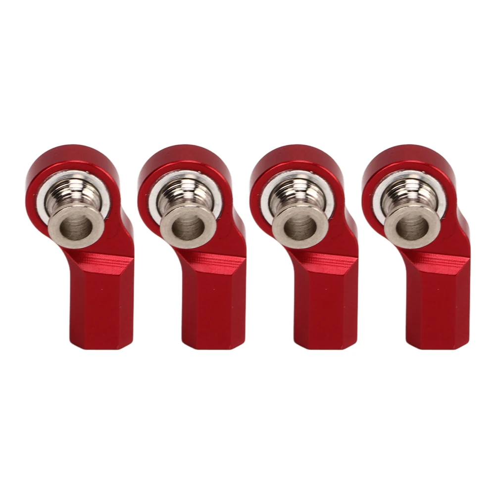 4PCS RC Car Rod End Bend M3 Aluminium Alloy Steel RC Car Steering Rod Head for Axial SCX10 1/10 Car Model Red