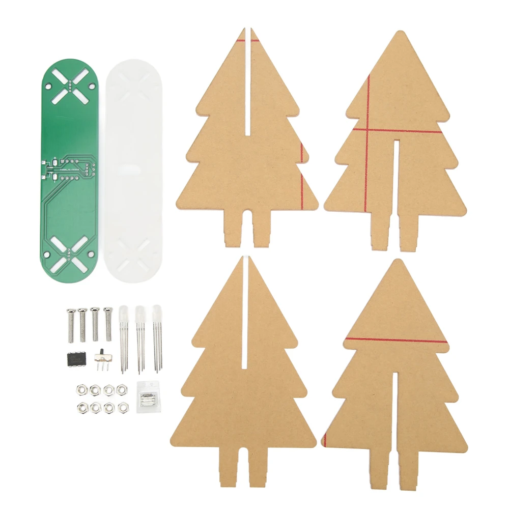 LED Xmas Tree Circuit Kits Frosted Acrylic Colorful 3D Electronic Xmas Tree DIY Kits for Christmas Decor Green