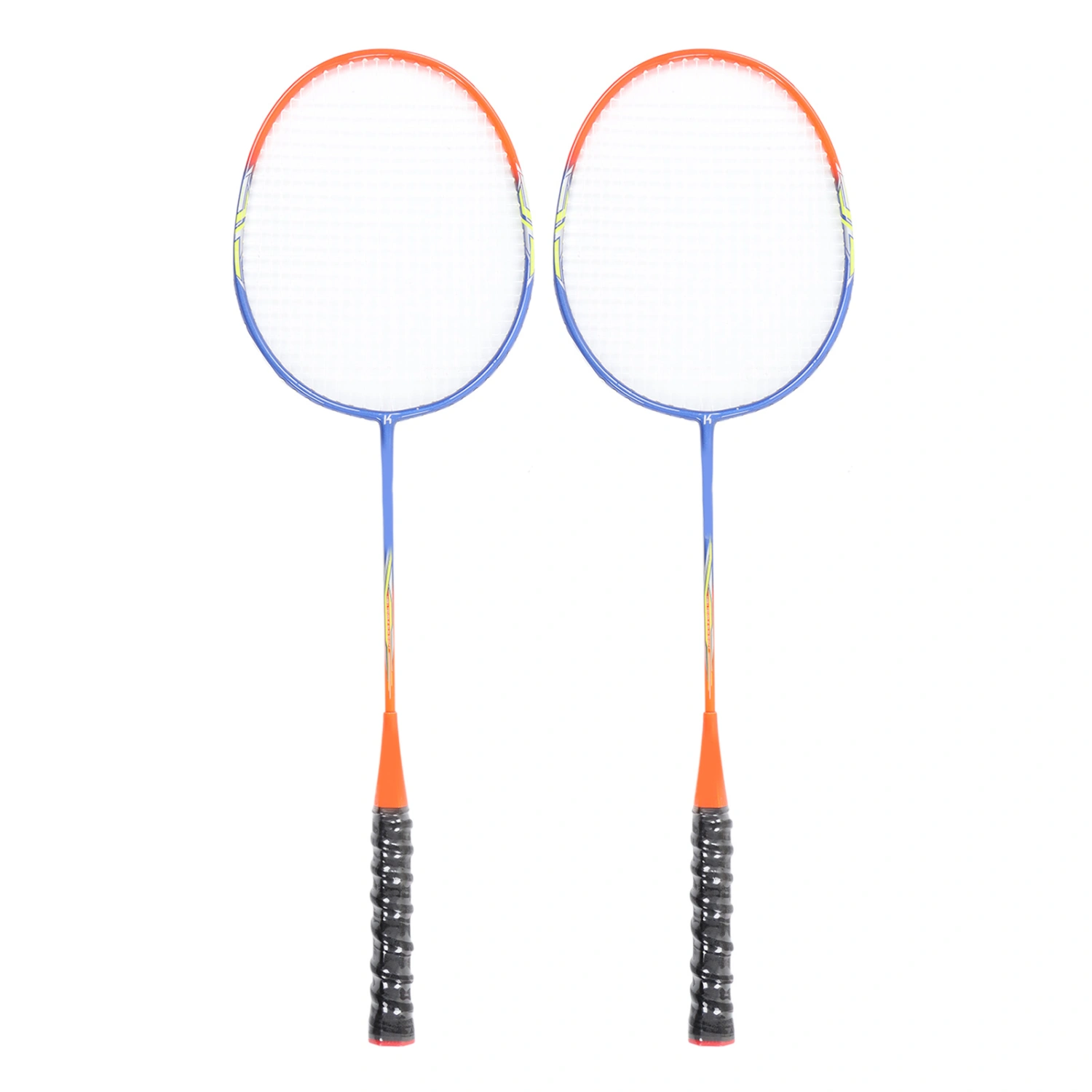 2 Pcs Badminton Racket Ferroalloy One Piece Skidproof Handle Orange Badminton Racquets Set for Beginner Professional