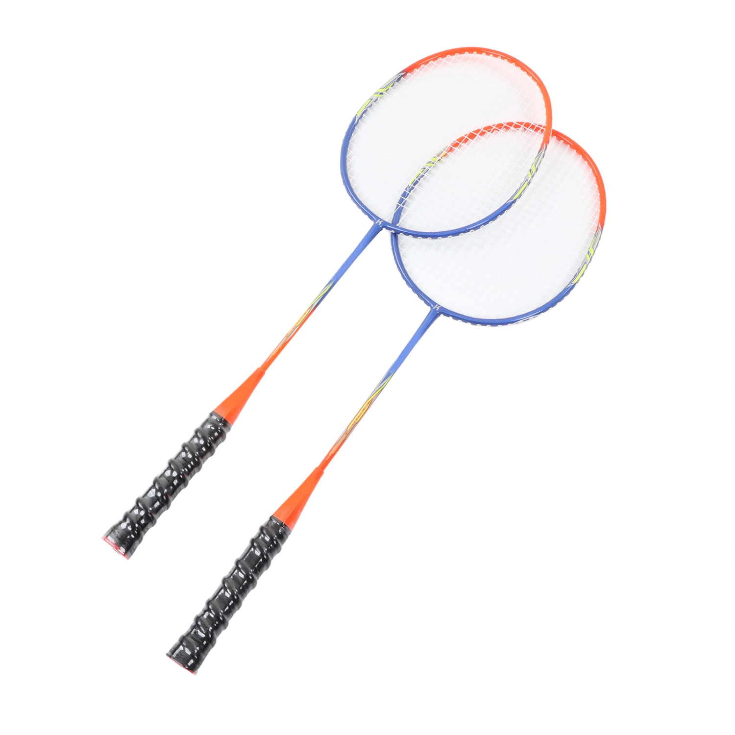 2 Pcs Badminton Racket Ferroalloy One Piece Skidproof Handle Orange Badminton Racquets Set for Beginner Professional