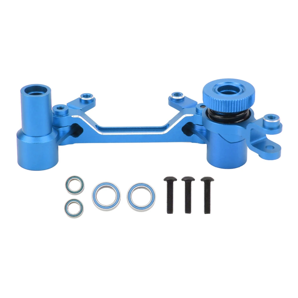 RC Steering Assembly Set Aluminum Alloy Easy Replaceable RC Parts with Bearing for Traxxas1/7 UDR Remote Control Vehicle Blue