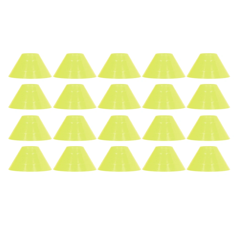 BuyWeek 20PCS Football Training Markers Multifunction PE Soccer Training Disc Cone Set for Kids Novice Outdoor Yellow