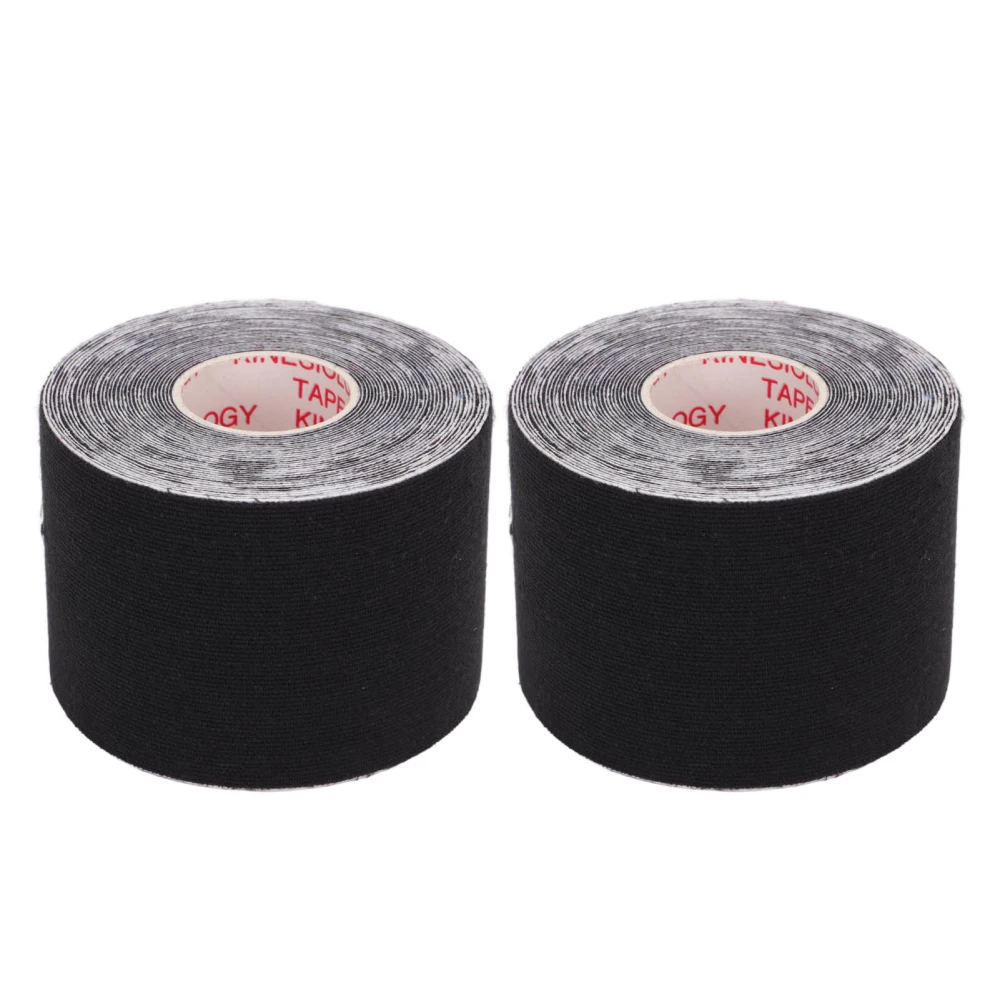 2PCS Athletic Kinesiology Tape 5cm Width 5m Length Muscle Sticker Protector for Fitness Badminton Black