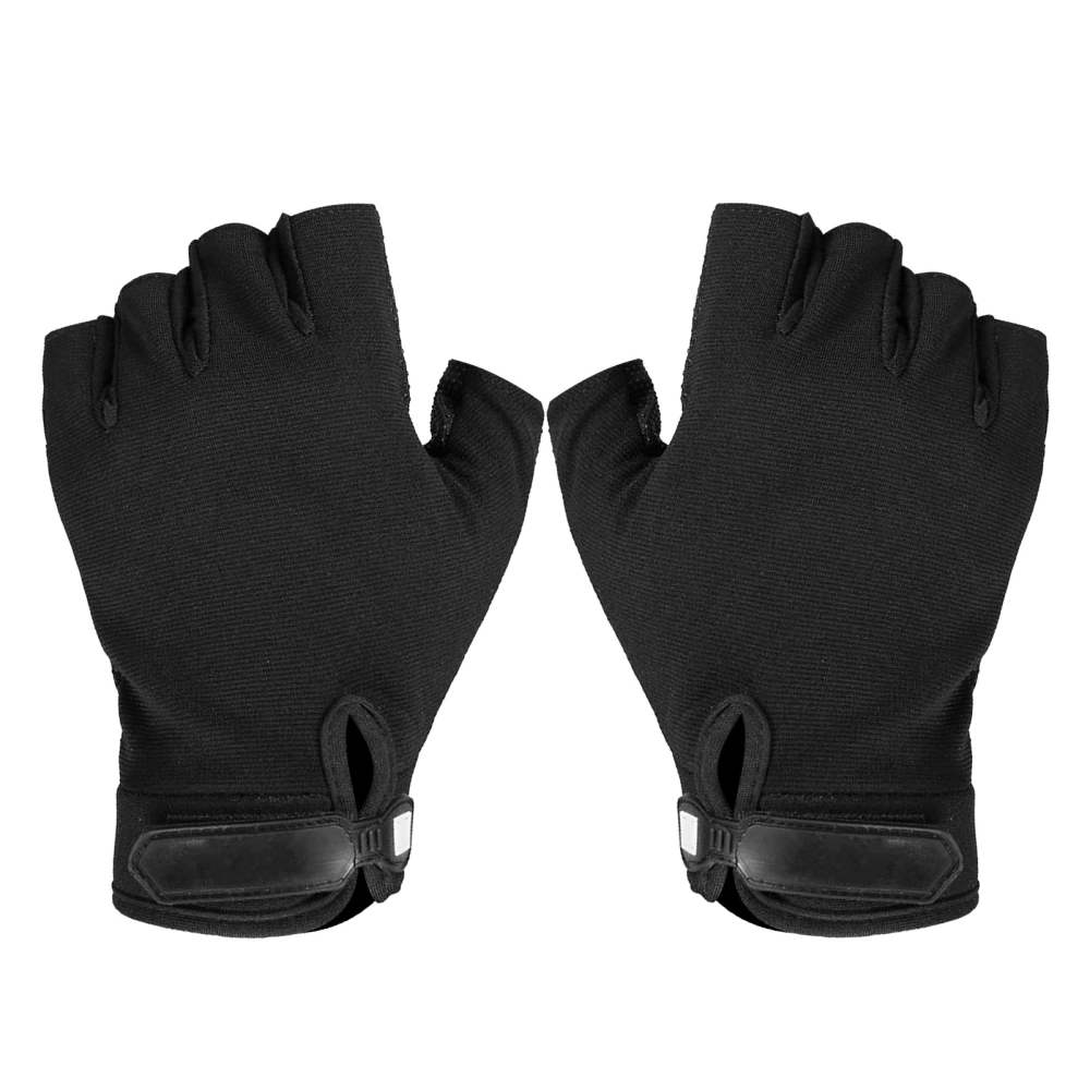 1 Pair Half Finger Gloves Black Adjustable Breathable Sun Protection Gloves for Outdoor Cycling Fitness Sports