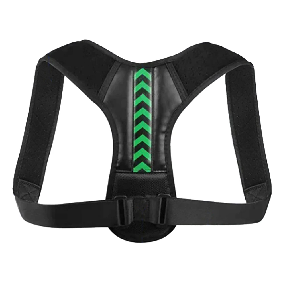 Posture Corrector Belt with Green Arrow Plastic Fish Bone Support Humpback Seated Corrector for Home Black XL