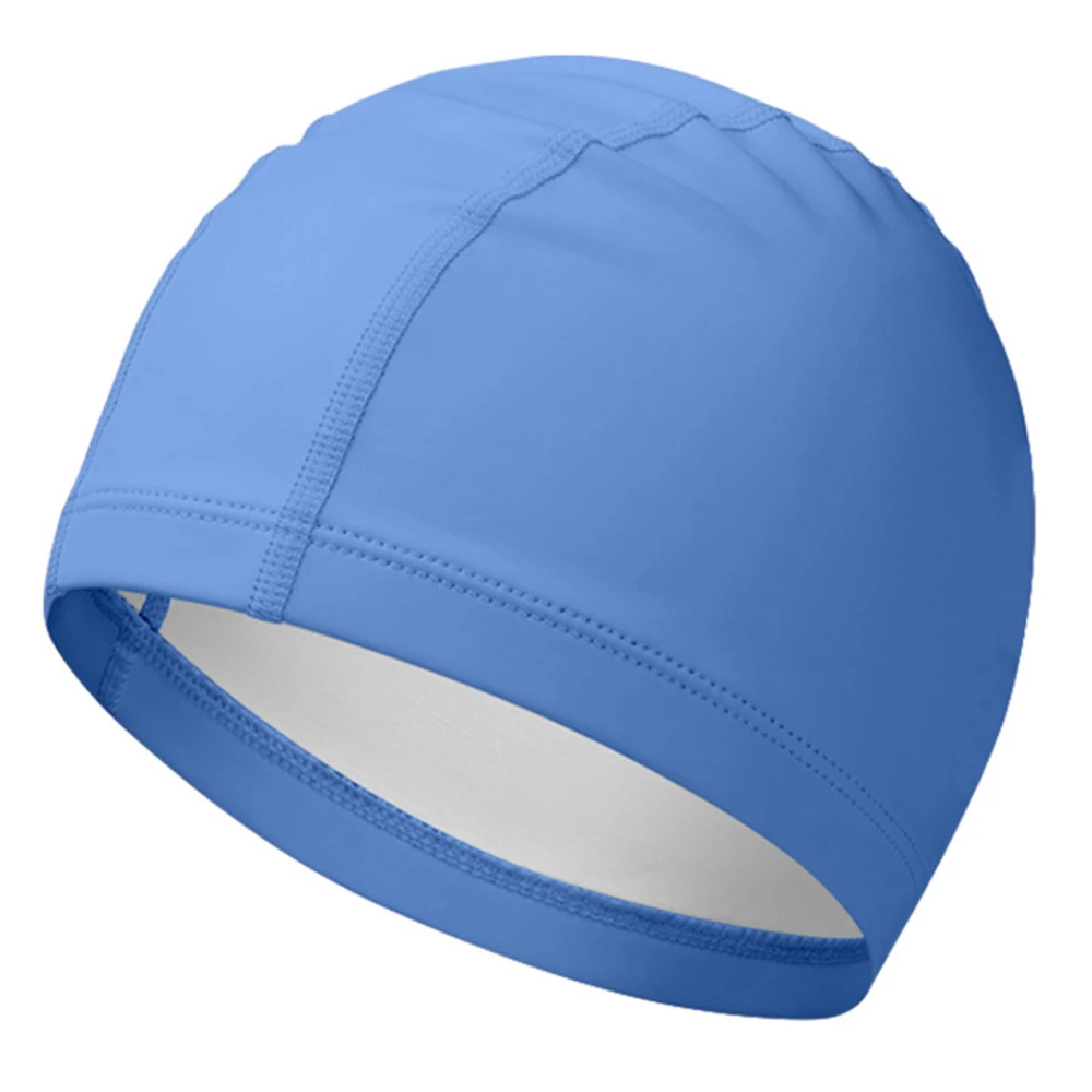 BuyWeek Swim Cap Soft Comfortable Waterproof High Elasticity Universal PU Bathing Cap for Adults Blue