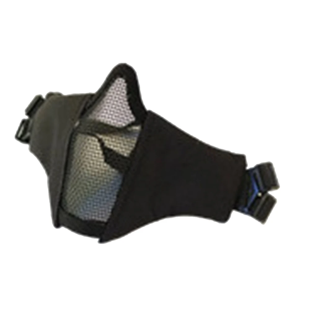 Steel Mesh Protective Face Shield Half Face Oxford Cloth Breathable for CS Game Outdoor Black