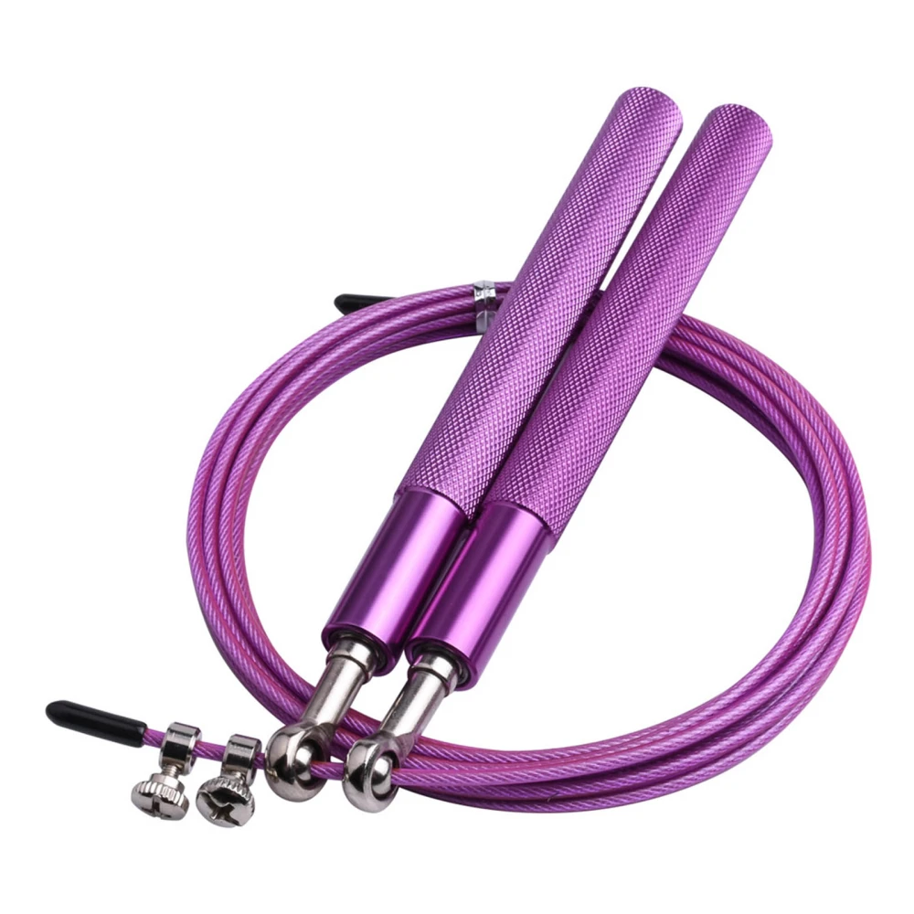 BuyWeek Jump Rope Aluminum Handle Steel Wire Skipping Workout Training Tool for Home Gym Purple